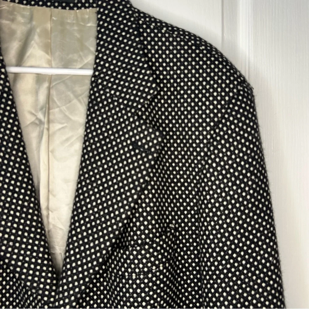 Vintage BOSS Hugo Boss Wool Cashmere Sport Coat Blazer Italy Black White 46R